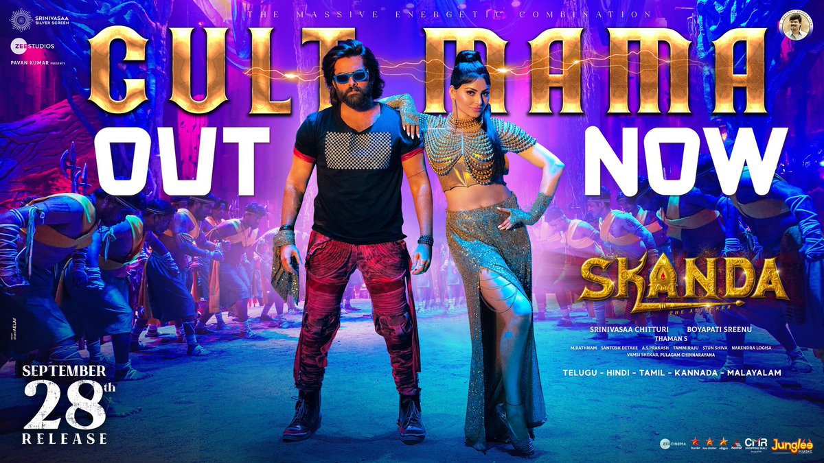 A song I have been waiting for is finally out #CultMama ❤️‍🔥 Ustaad @ramsayz 🔥Mass rampage & @UrvashiRautela is on🔥🔥 - linktr.ee/SkandaCultMama Best wishes to the whole team for 28th Sept release ✨ #Skanda #RAPOMass