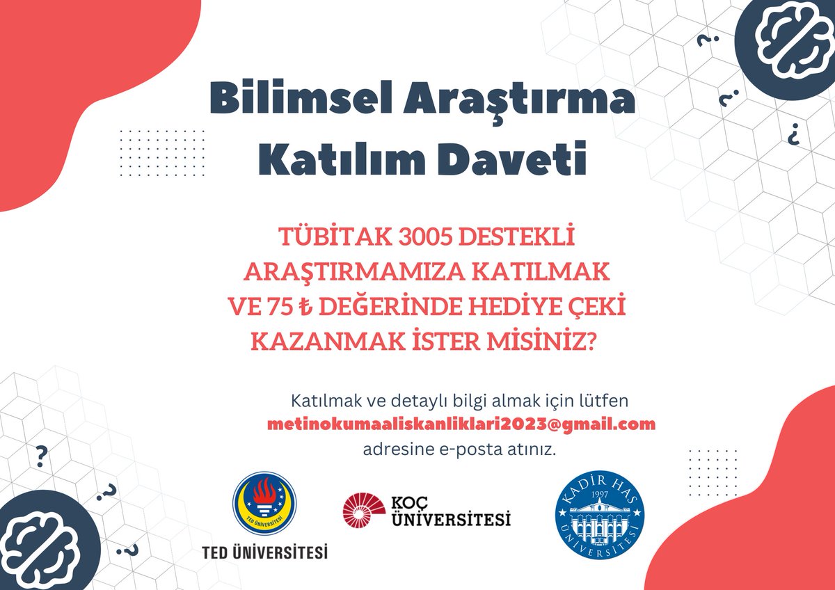 Sami Gülgöz (@sgulgoz) on Twitter photo Bu sefer araştırmamız ödüllü! metinokumaaliskanliklari2023@gmail.com adresine mail atarak bilime katkı sağlayabilirsiniz Bu sefer araştırmamız ödüllü! metinokumaaliskanliklari2023@gmail.com adresine mail atarak bilime katkı sağlayabilirsiniz