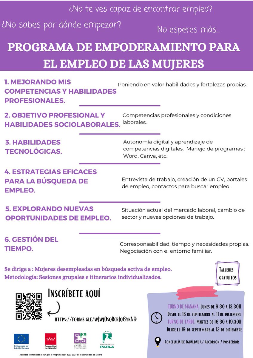 Podemos_Parla's tweet photo. #BuenosDias y #FelizLunes
Nuestra concejala de #Igualdad @CarlaEValero00
Dará comienzo hoy los talleres de EMPODERAMIENTO para el empleo de las mujeres de #Parla
🟣Estando dentro del gobierno, seguimos demostrando que...
#SiSePuede💜 #TransformamosParla💜
#ConVosotrasPodemos💜 https://t.co/adETB4trZn