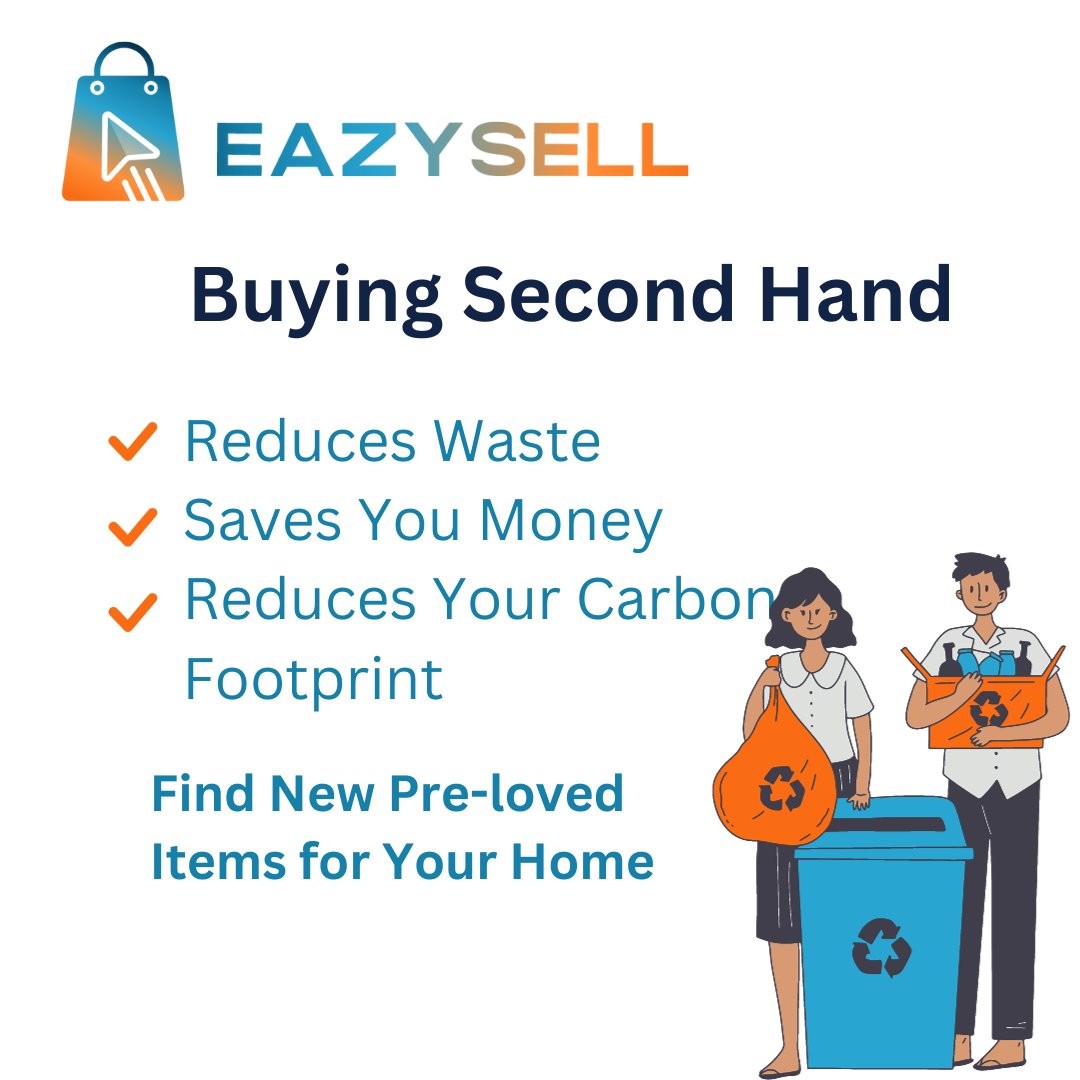 EazySell_'s tweet image. 🌱Embrace sustainable shopping with EazySell! Did you know that buying second-hand items significantly reduces waste and carbon footprint? Join us in preserving the planet while enjoying luxury finds at affordable prices. Together, we're making a difference♻️ #EazySell