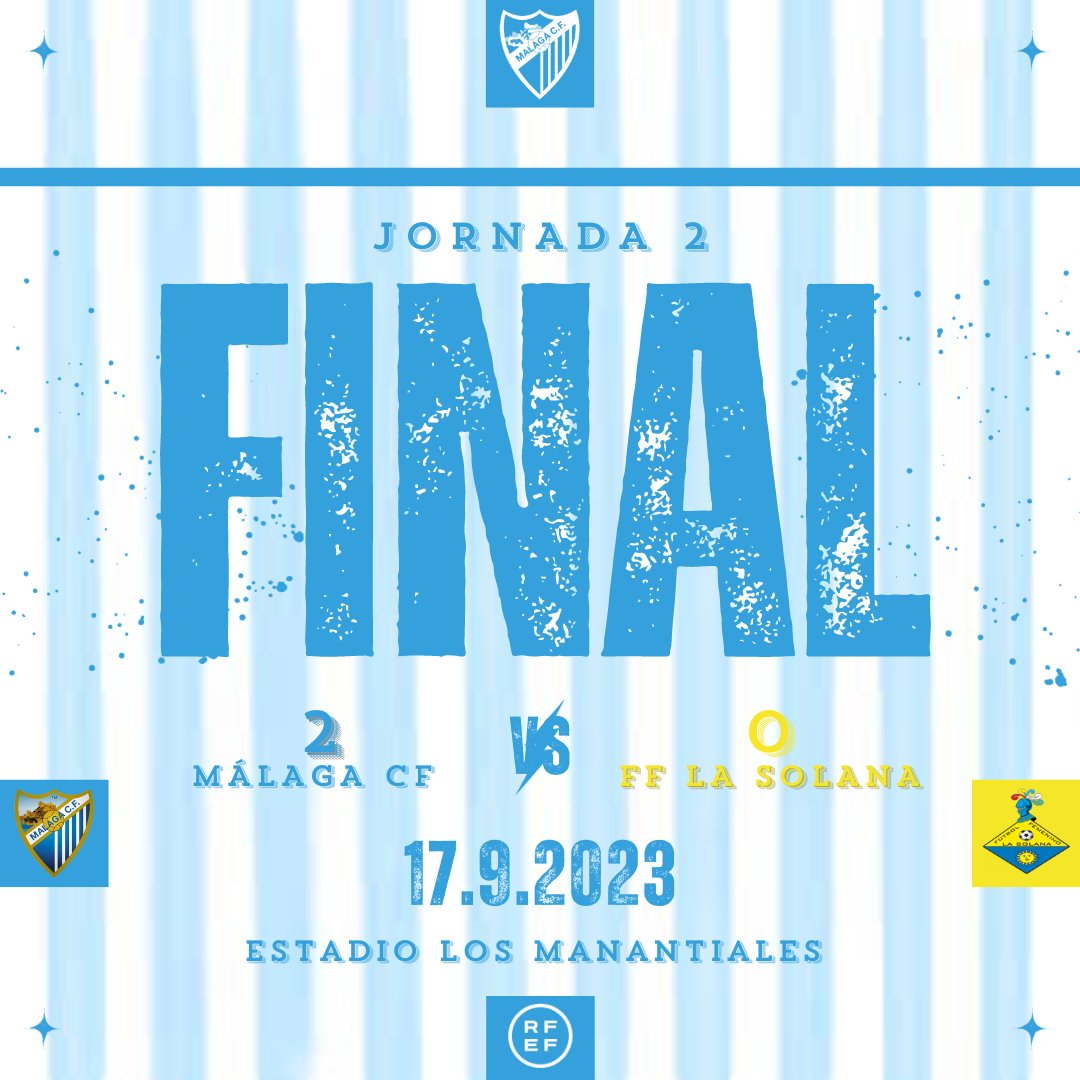 Primera victoria en liga.✍️

Solvente victoria de las nuestras en su estreno en casa ante La Solana consiguiendo un resultado de 2-0.✅

Los goles fueron de Nerea y Acacia.⚽

Enhorabuena equipo.🔵⚪