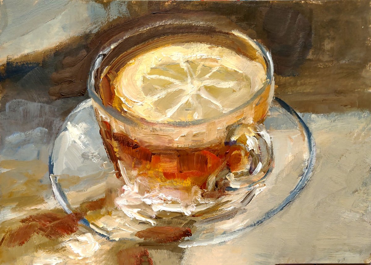 kznsq's tweet photo. Lemon Tea, My oil painting https://t.co/3W8RBnmZhU