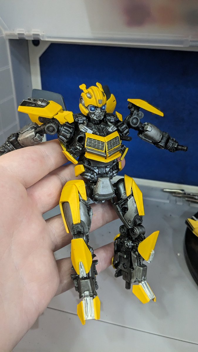 Been working on repainting a bumblebee figureine for a friend, making slow and steady progress