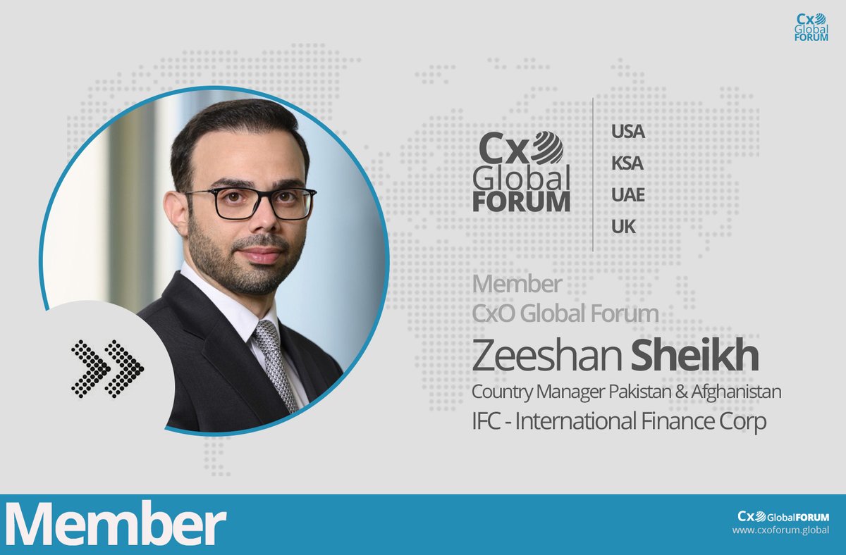 CxO Global Forum would like to welcome Zeeshan Sheikh, Country Manager Pakistan &amp; Afghanistan - IFC to join the the community as member.
Want to be a part of thought leaders community?
join now : cxoforum.global/cxo-global-mem…
#cxoglobalforum #thoughtleaders
