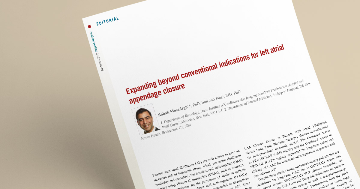 AsiaInterv's tweet image. [📑 Article] Look at the last issue of #AsiaIntervention where Bobak Mosadegh talks about expanding beyond conventional indications for #leftatrial appendage closure.
➡️ asiaintervention.org/article/expand…