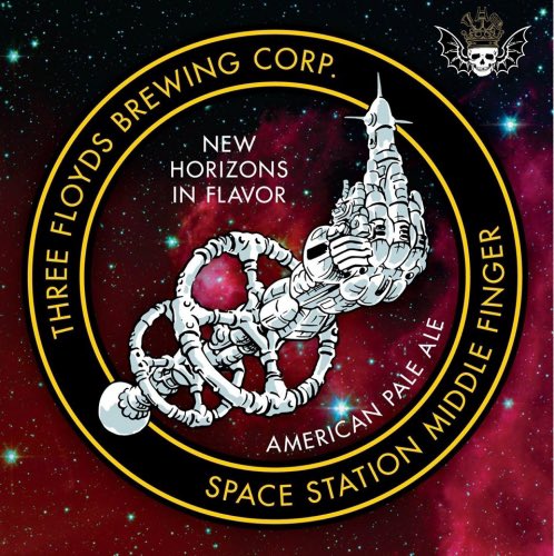 MorbidClient's tweet image. Space Station Middle Finger. I know it’s a beer logo, but it brings a smile to my face.