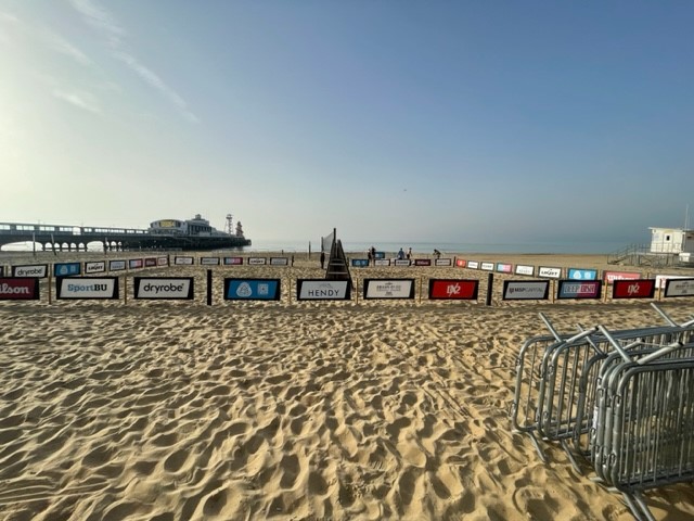 A sunny day in Bournemouth!
We created seating stands for the grand slam finals on Bournemouth beach! <a href="/ukbeachtour/">UK Beach Tour</a>