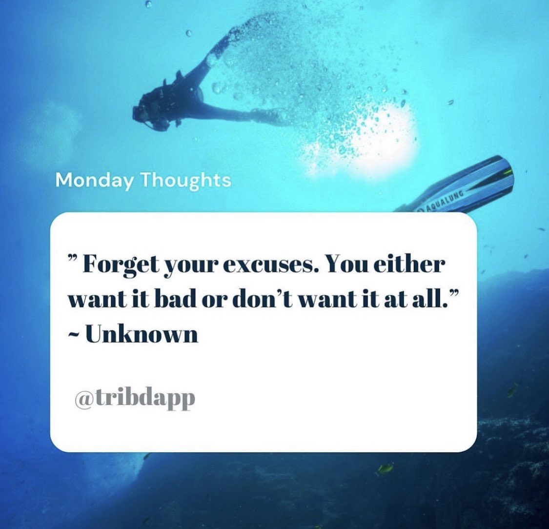 Forget your excuses. You either want it bad or don’t want it at all.

#mondaymotivation #monday #mondaymood #tribd #tribdapp #findyourtribe #travel #travelapp