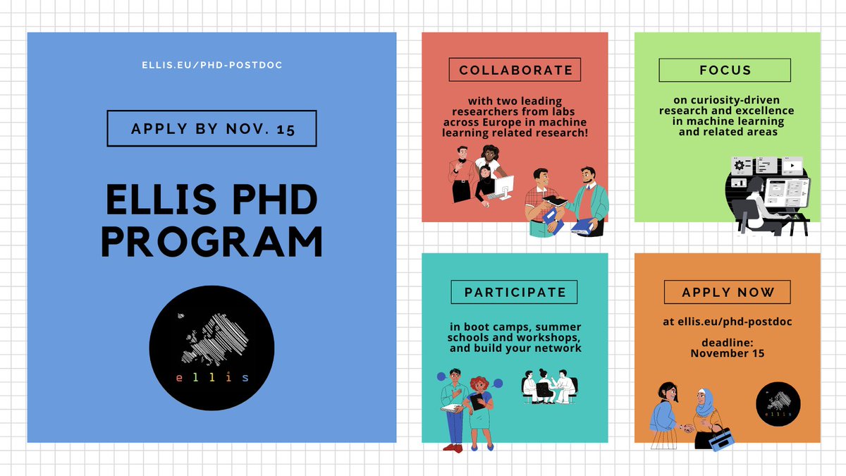 📢 <a href="/ELLISforEurope/">ELLIS</a> PhD Program is opening applications this fall. Join Europe's leading initiative in #ML research 🎓🤖🌍

📅 Application Deadline: November 15

Find out more: ellis.eu/news/ellis-phd…

Good luck to all future ML pioneers! 🚀 #ELLISPhD #JoinELLISforEurope
