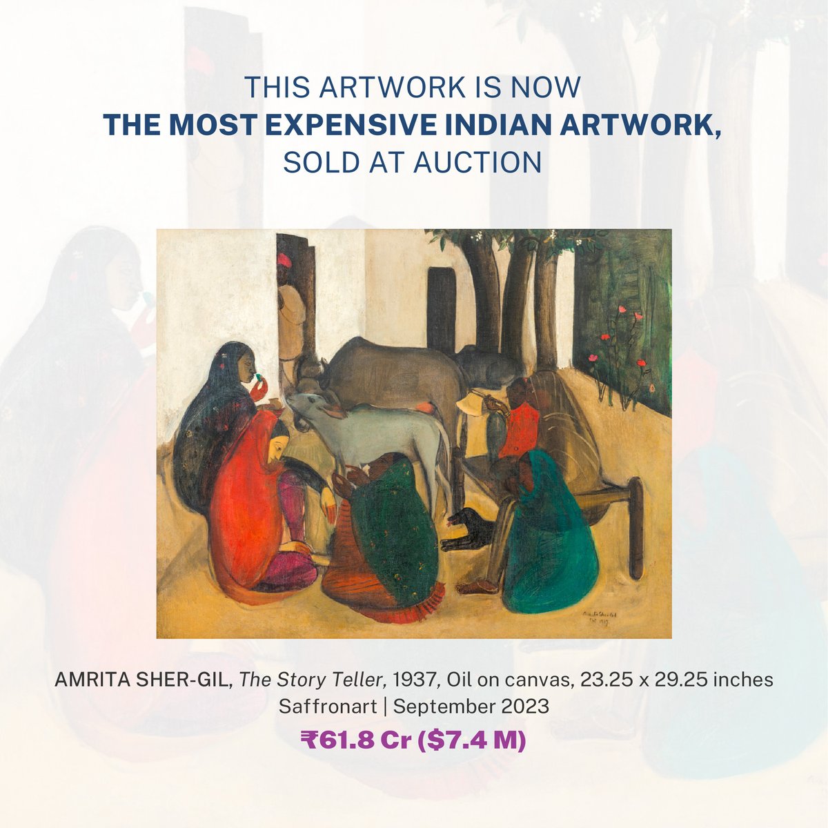 IndiaArtInvest's tweet photo. BREAKING NEWS: New World Record Set!
Amrita Sher-Gil sets new world record with her latest sale to become THE MOST EXPENSIVE INDIAN ARTWORK sold at auction!
.
#indianart #indianartist #record #worldrecord #saffronart #femaleartist #art #fineart #storyteller https://t.co/GfByHk5Y1l