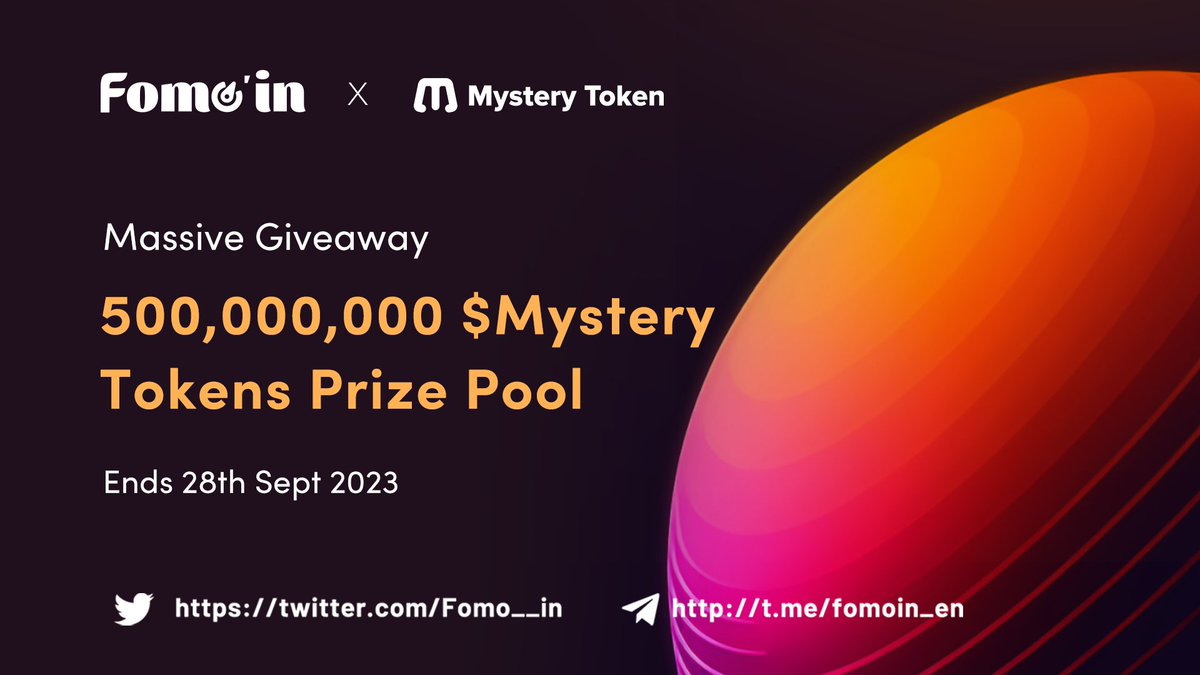 Fomo__in's tweet photo. 🔥🔥 #Fomoin X #MysteryToken Huge #Airdrop 

🎁 Prize Pool »» 500,000,000 $Mystery Tokens

To Enter ⤵️
✅ Follow @MysteryToken_ &amp; @Fomo__in
✅ RT &amp; Tag 3 Friends
✅ Fill form:👉 https://t.co/6l5esCurlE

🚀 Let's Go

⏰Ends 28th Sept
#Giveaway #Ethererum #CMC #Bitcoin #Airdrops https://t.co/bBaIosYRL7