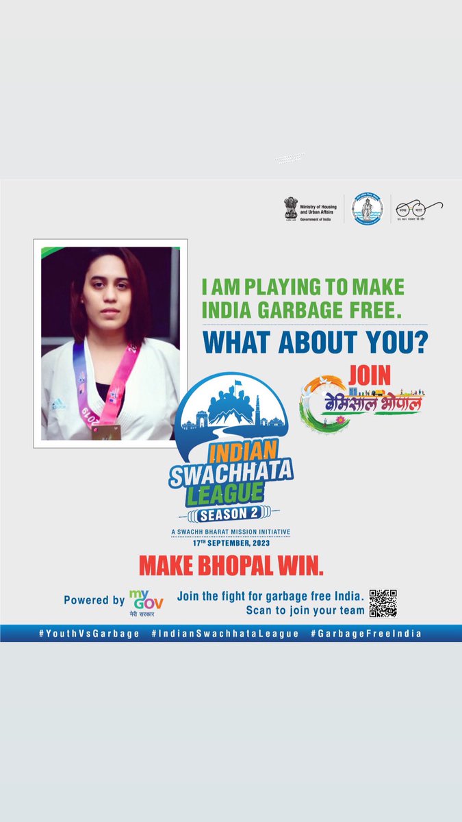 karatesupriya's tweet photo. Join bemisal Bharat &amp; 
Make Bhopal win 🏆 

@swachhbharat 
@MALTIRAIBJP 
@CollectorBhopal 
@bmcbbsr 
@yashodhararaje 
@ChouhanShivraj https://t.co/hmygg1p6w2