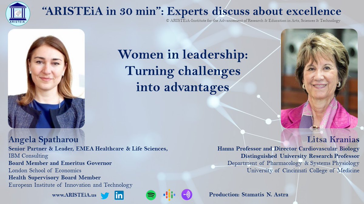 The most recent episode of the "ARISTEiA in 30 minutes" podcast is by  Litsa Kranias and Angela Spatharou on Women in Leadership. Listen on Spotify: spotify.link/xfJ3cSNEaDb
#AristeiaUS #excellence #leadership