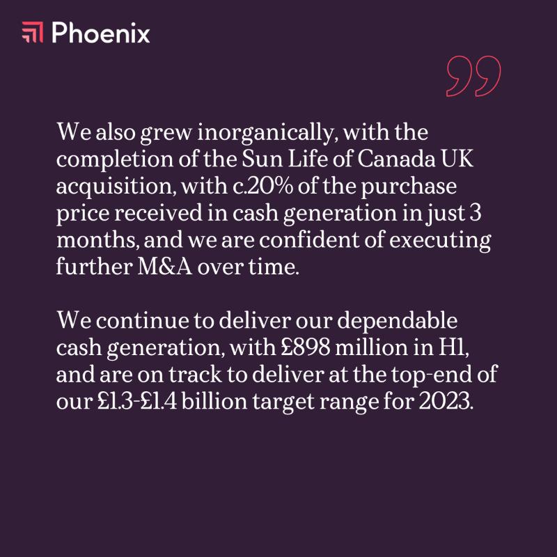 PhoenixGroupUK's tweet photo. Our CEO, Andy Briggs, comments on our impressive first half performance.

#HY23