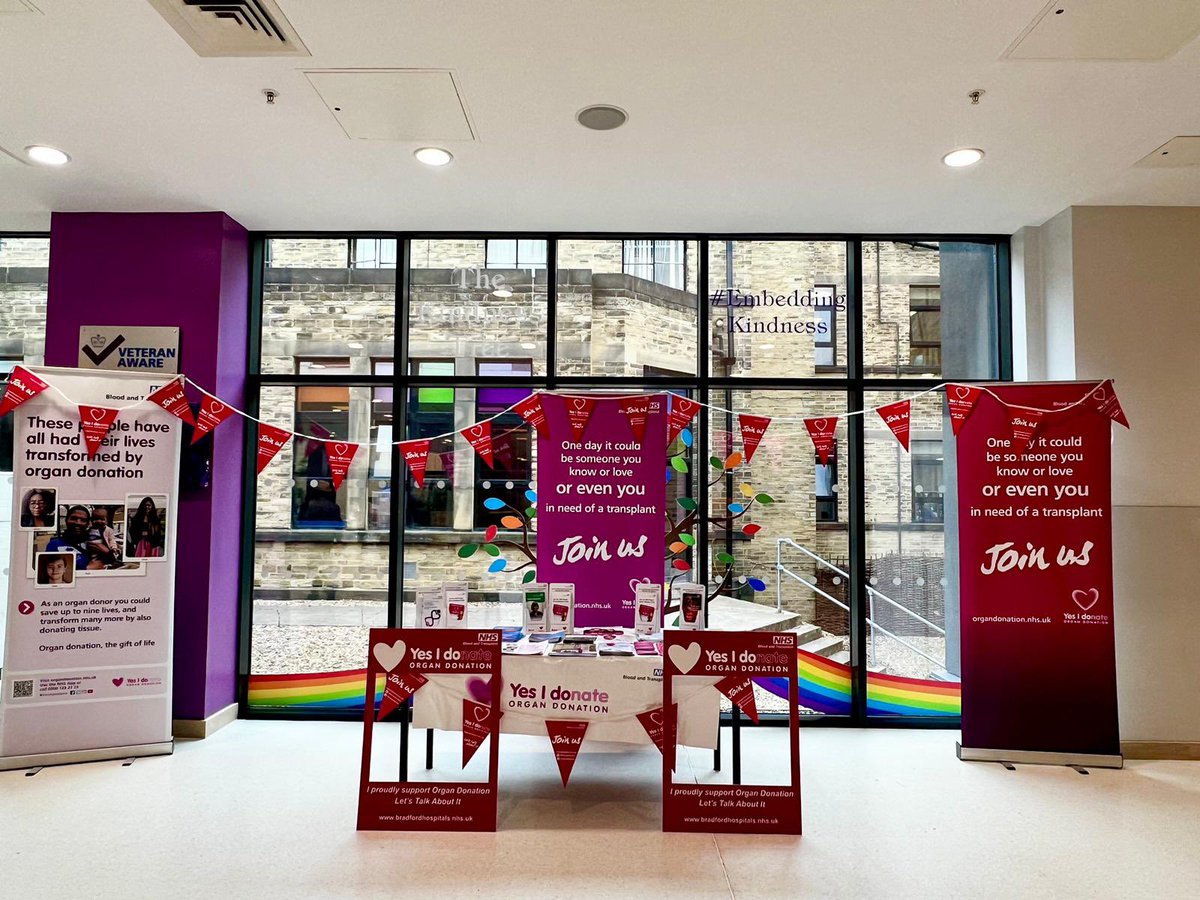 BradfordOrganDonation (@bradfordorgdon) on Twitter photo Confirming your decision on the NHS Organ Donor Register is the best thing you'll do today - it only takes 2 minutes but could save up to 9 lives #OrganDonationWeek #OrganDonation We have a stand in the foyer <a href="/BTHFT/">Bradford Teaching Hospitals NHS FT</a> @Mel_Pickup 💓🙏<a href="/BBCLookNorth/">BBC Yorkshire</a> <a href="/Bradford_TandA/">Telegraph & Argus</a> <a href="/Yorkshire_OTDT/">Yorkshire Organ Donation Services Team</a> Confirming your decision on the NHS Organ Donor Register is the best thing you'll do today - it only takes 2 minutes but could save up to 9 lives #OrganDonationWeek #OrganDonation We have a stand in the foyer <a href="/BTHFT/">Bradford Teaching Hospitals NHS FT</a> @Mel_Pickup 💓🙏<a href="/BBCLookNorth/">BBC Yorkshire</a> <a href="/Bradford_TandA/">Telegraph & Argus</a> <a href="/Yorkshire_OTDT/">Yorkshire Organ Donation Services Team</a>