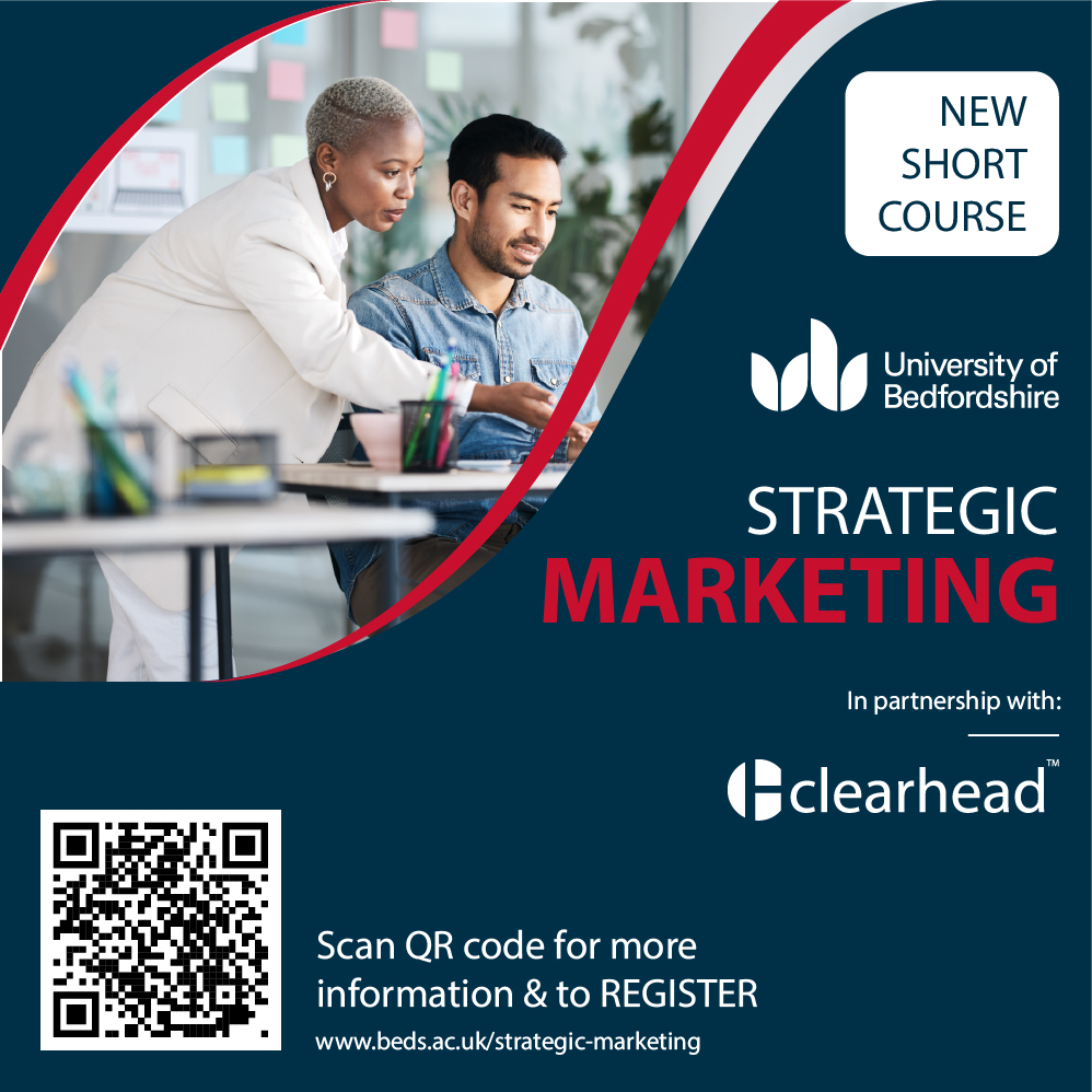 Are you looking to develop a successful content strategy that drives organic traffic to your #CBedsBusiness?
Join @uniofbeds tailored “Strategic Marketing” short course 👉 ow.ly/OfBa50PLXxE
@weareclearhead 
#EvaluateYourMarketing
