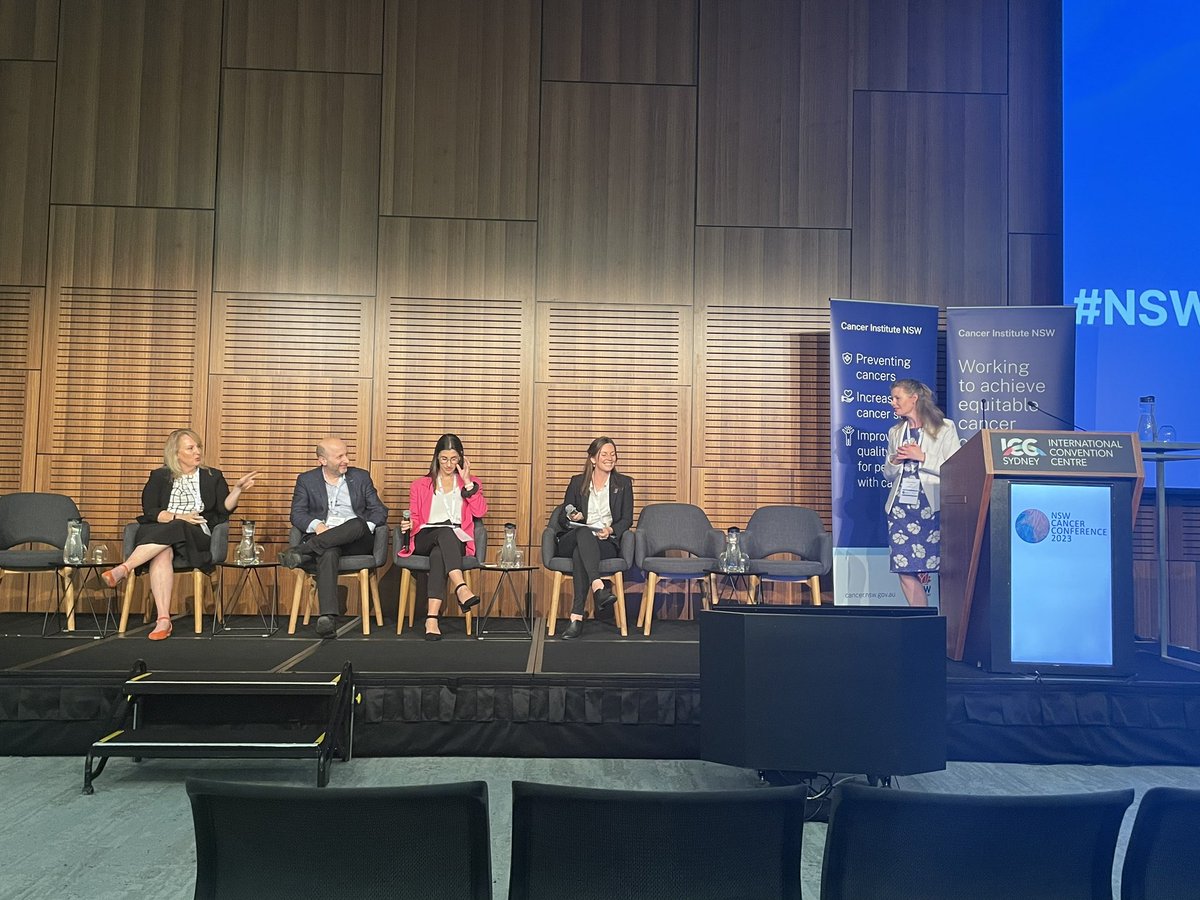 A true panel of ⭐️’s, <a href="/MerranFindlay/">Merran Findlay PhD AdvAPD</a> <a href="/ProfDavidZieg/">Prof David Ziegler</a>  and <a href="/DrAnnaSingleton/">Dr Anna Singleton She/Her</a> chaired by <a href="/Njt14/">A/Prof Natalie Taylor</a> &amp; <a href="/jefardell/">Joanna Fardell</a> 

All talking about my ❤️subject- how to implement and implementation success stories! 🥰😍

#NSWCancerConf2023 <a href="/NSWCancerConf/">NSW Cancer Conference</a>