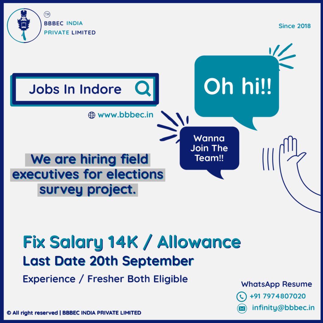 badboybilliona1's tweet image. We are hiring field executives for elections survey project. 

#job #madhyapradeshjobs #employmet #jobsearch #inda #indore  #indore #dewas #indorejobs #madhyapradeshjobs #jobseekers