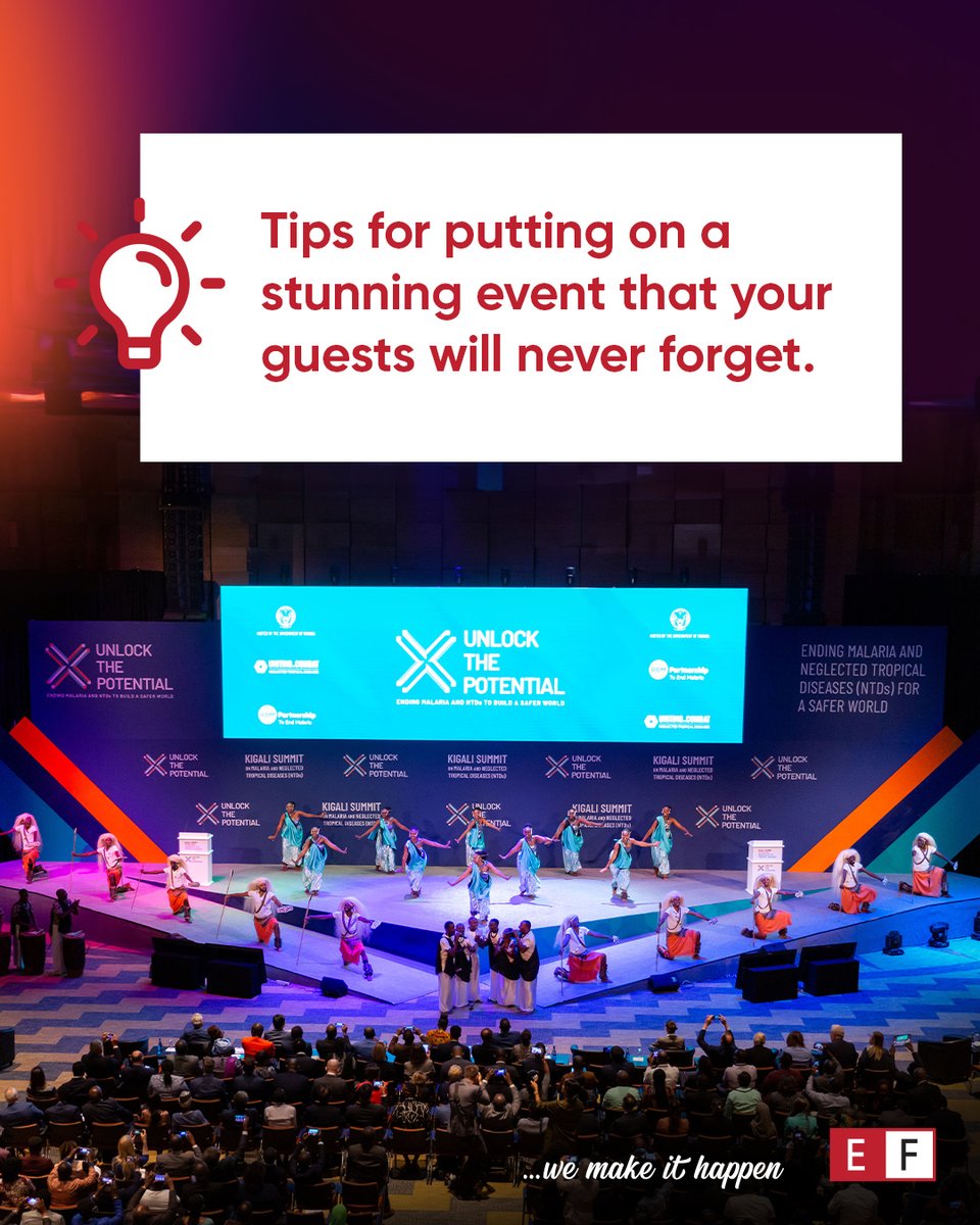 EventsFactoryRW's tweet photo. Important #PlanningTips for your next event:
✅Start planning early
✅Stick to a budget
✅Identify your Target Audience
✅Choose a Venue with care
✅Vendor backup plan
✅Create a timeline &amp; checklist
✅Secure sponsorships
✅Create a Marketing Plan
✅Get Online

#WeMakeItHappen https://t.co/61hfvMcPFZ