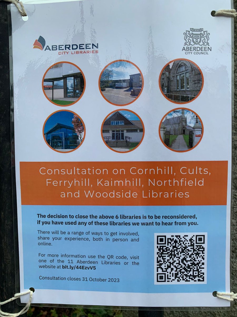 Spotted this morning outside Woodside Library. Of course it’s only helpful if you’ve got a smartphone and not everyone does, but its a start. We hope we’ll see some paper copies in key community hub points too. aberdeencity.gov.uk/consultation-c…
