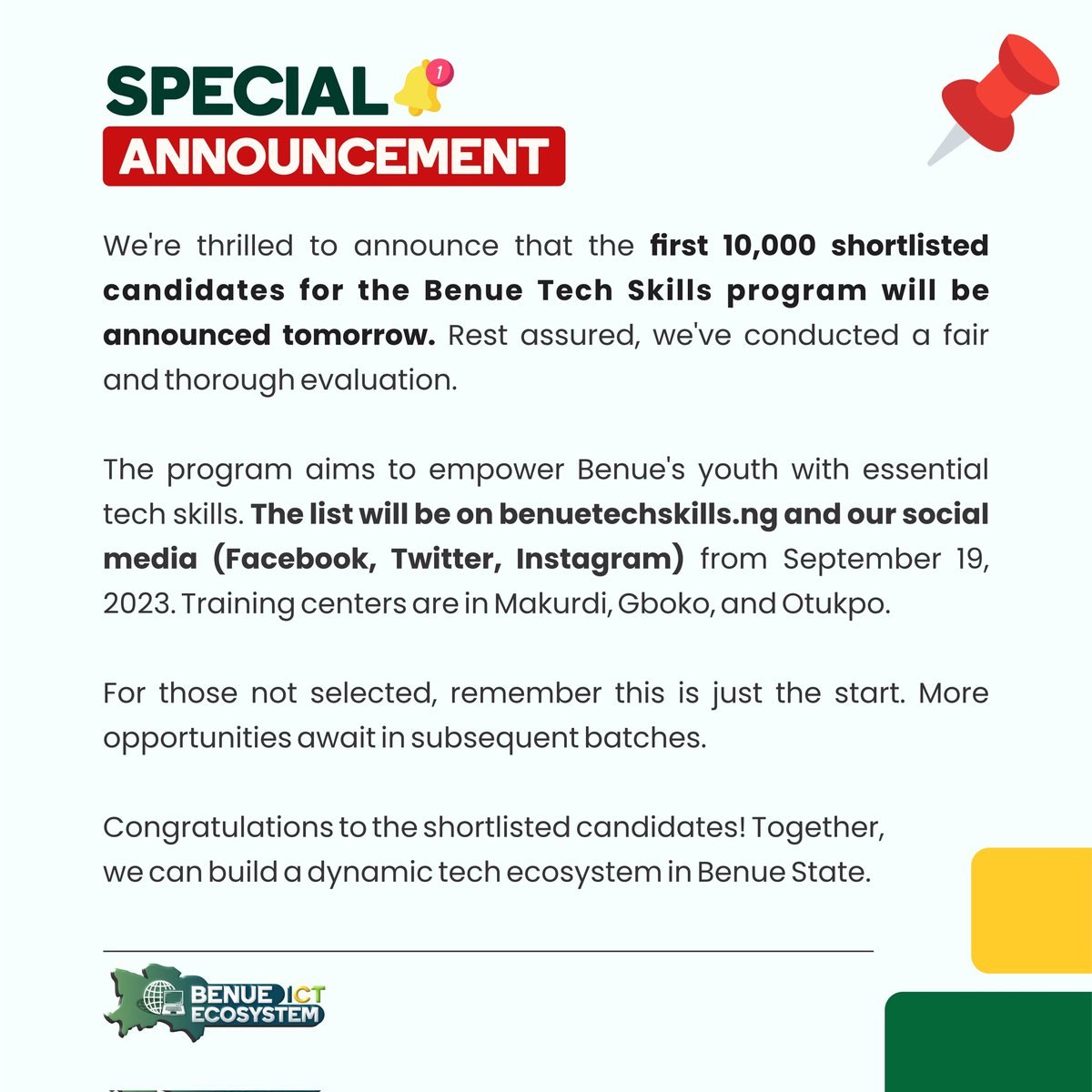 BenueTechSkills's tweet photo. Special Announcement 😀 https://t.co/mJXam8HdtN