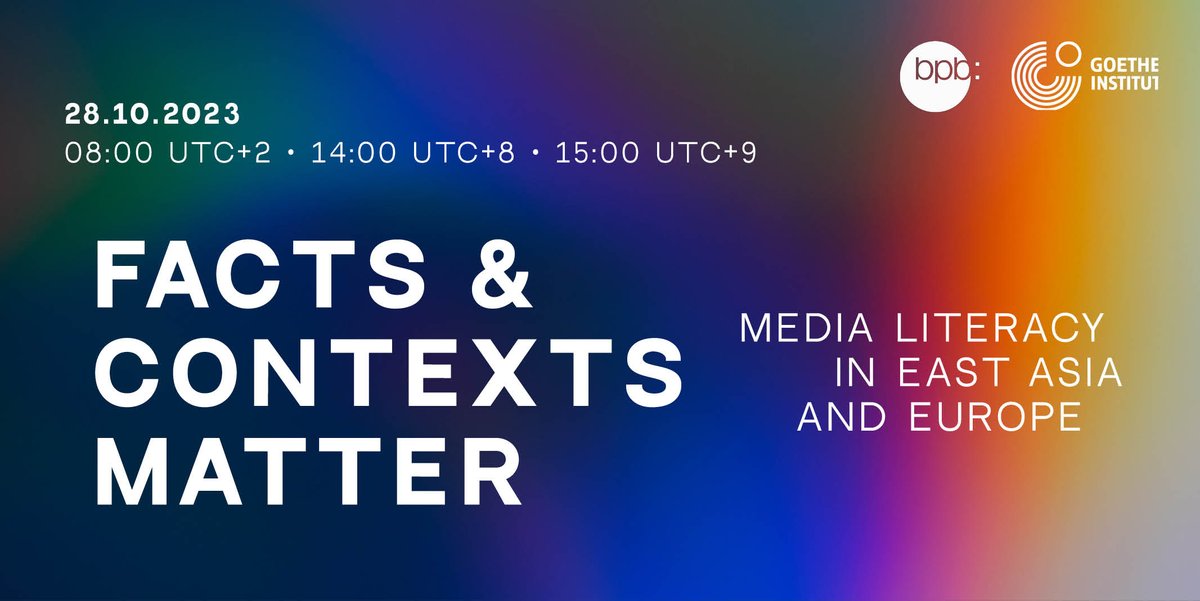 한국, 일본, 대만, 독일은 온라인에 #가짜뉴스 및 #혐오 표현에 어떻게 대처하고 있을까요? <a href="/bpb_de/">bpb.de</a> 와 함께 우리는 10월 28일 온라인 컨퍼런스 #FactsAndContextsMatter23 에서 이 주제에 관해 전문가들과 함께 논의할 예정이니 많은 참여 바랍니다! 👉 bit.ly/3Zoi4az