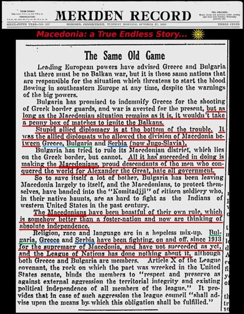 MacedoniaTrue's tweet image. „МАКЕДОЦИТЕ СЕ ГОРДИ ПОТОМЦИ НА АНТИЧКИТЕ МАКЕДОНЦИ И РАЗМИСЛУВААТ ЗА АПСОЛУТНА НЕЗАВИСНОСТ“ - 1925 г.