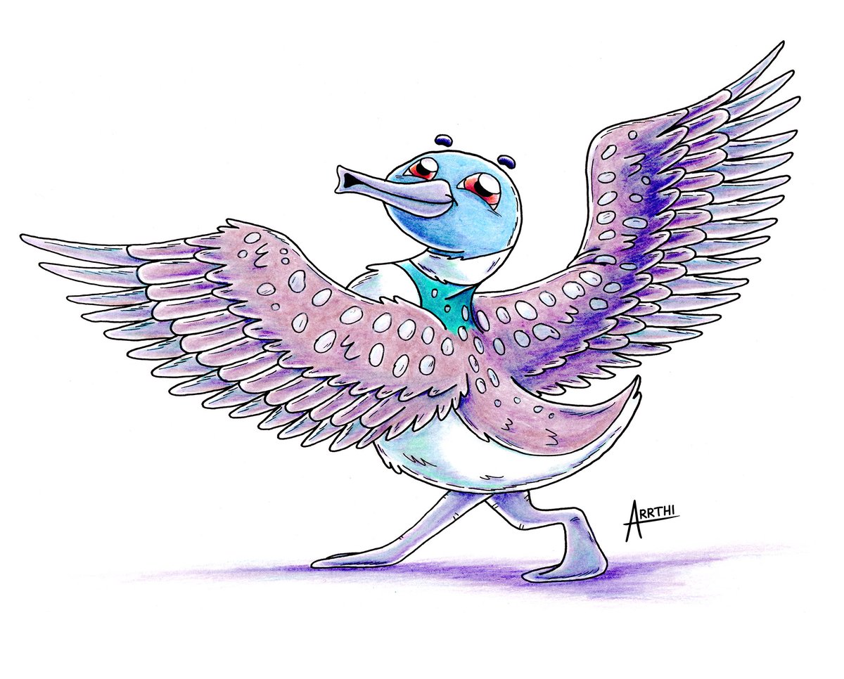 My <a href="/AnimalAlphabets/">Animal Alphabets</a> for Loon! Hope y'all spreading your wings this week and go for it 🤩🌈🌟Happy AA Monday everyone! 😁 #AnimalAlphabets #kleinekunstklasse #cartoon #drawing #arrthi