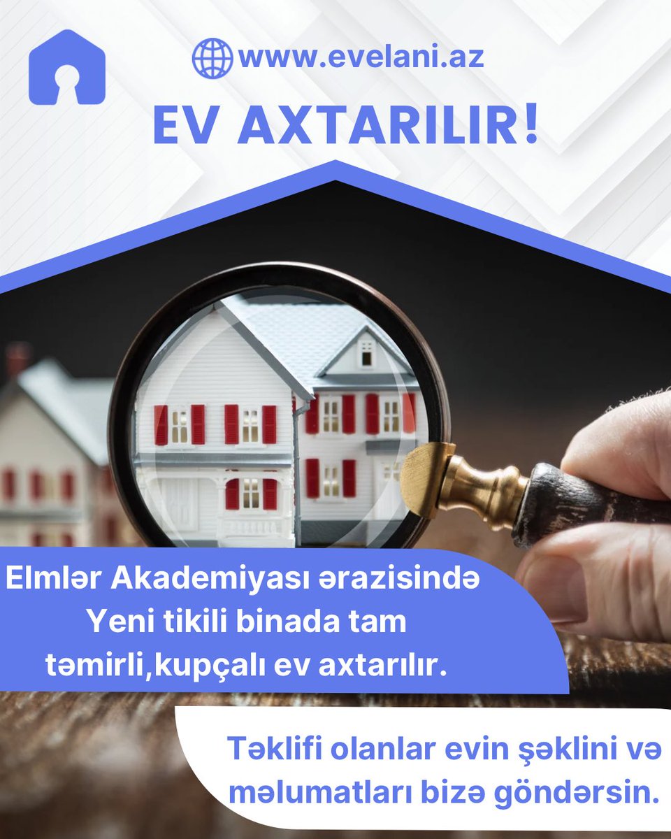 EvelaniAz's tweet photo. Mənzil axtarılır!
📍 Bakı,Elmlər Akademiyası ərazisi
✅Yeni tikili binada, tam təmirli
✅4 otaqlı
✅Kupçalı
🛑Təklifi olanlar evin şəkilini və məlumatları bizə yönləndirsin zəhmət olmasa. 
#evler #menziller #ev #emlak #baku #home #keşfet #kirayeevler #evaxtariram #evaxtaranlar https://t.co/chZas4dztv