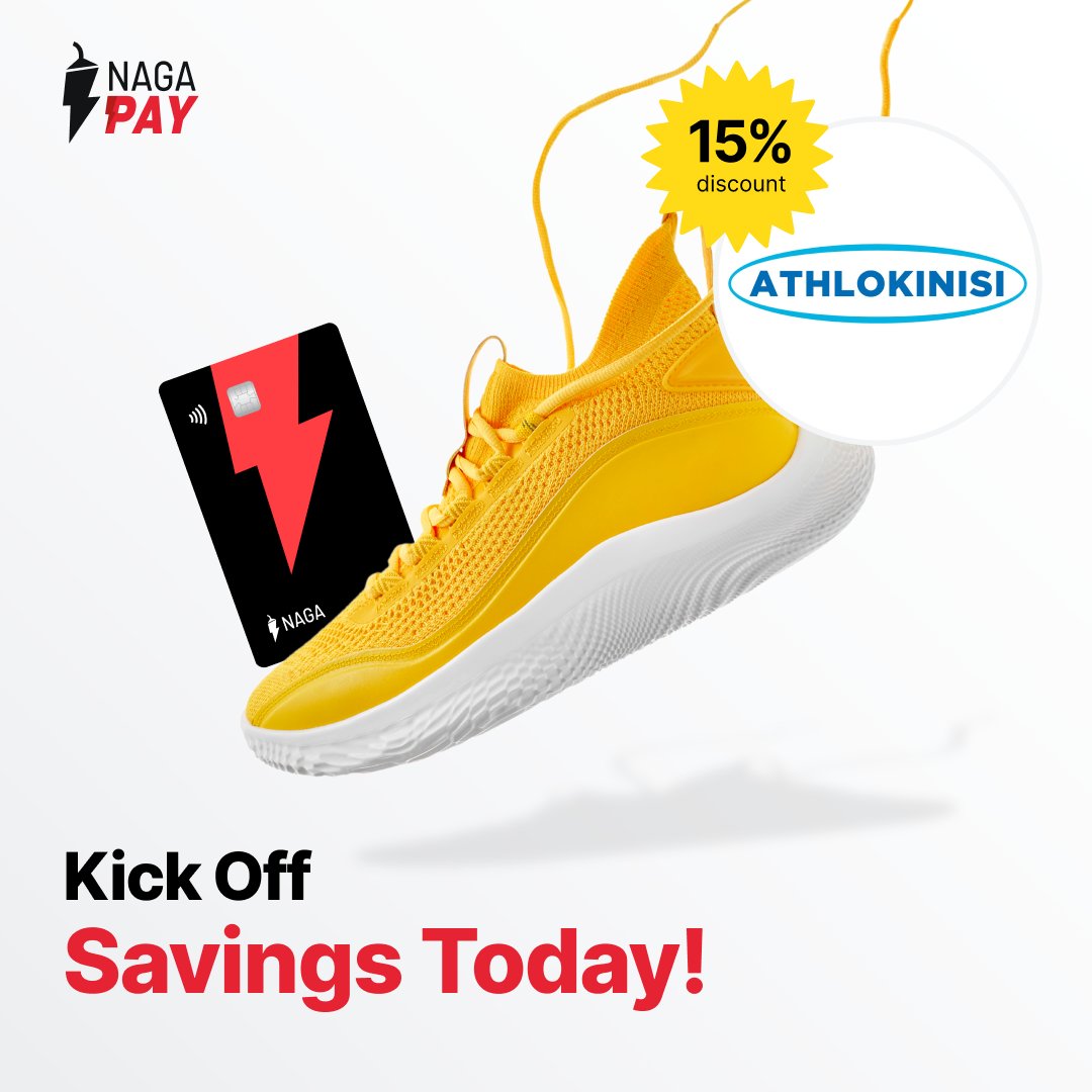 🤩Introducing our thrilling partnership with Athlokinisi Sportswear Store! Mention NAGA Pay discount at the store and enjoy an incredible 15%* discount on your athletic apparel when you pay with your NAGA Pay Visa Card! 👉pay.naga.com/our-partners *Terms and Conditions apply.