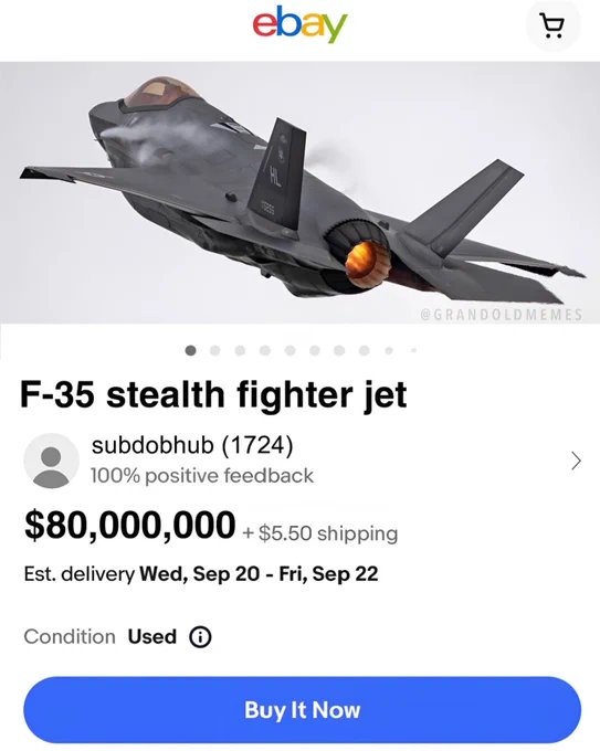 tejasdrag's tweet image. Someone is selling a F-35 on eBay, but don’t get too excited. It’s not the actual fighter jet that disappeared in 2021, but a miniature replica of it. It’s a 1/100 scale model of the F-35, made with high-quality materials and details. #F35 #ModelPlane