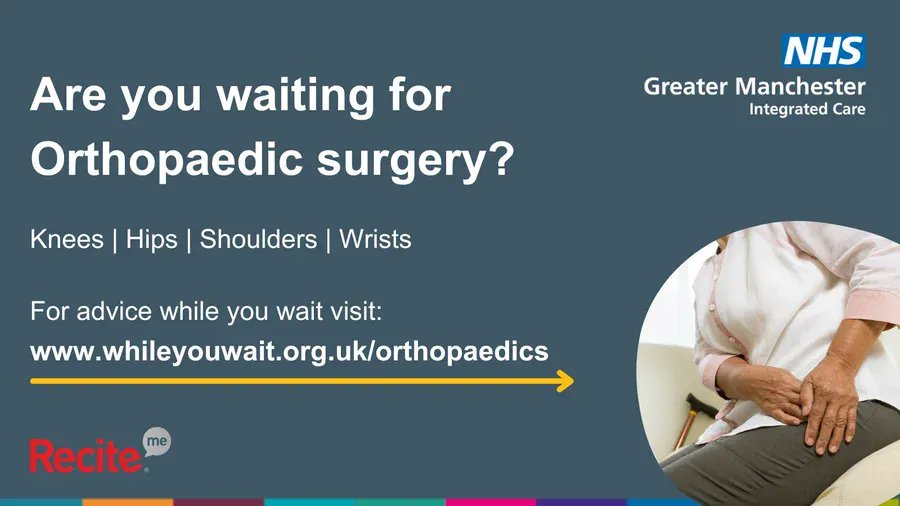 HMRLCO's tweet photo. Are you waiting for an operation on your knee, hip, shoulder or wrist?
#WhileYouWait has advice on how to prepare for your surgery, what to expect and what to do if your condition gets worse. https://t.co/T7Mei6BlGe https://t.co/KPQcMDQx4b