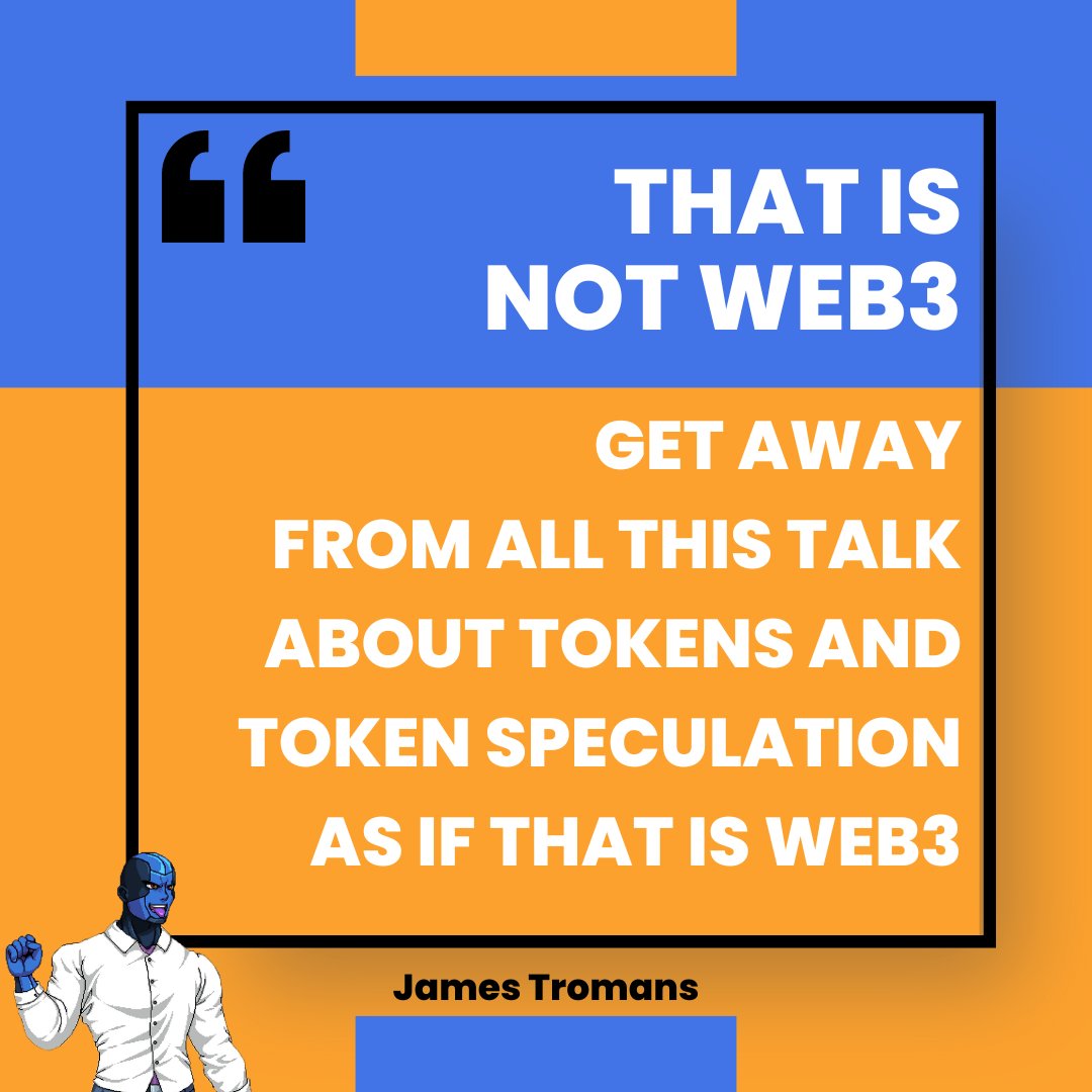 Web3 is About Solving Business Problems, Not Token Prices‼️

In a recent interview, Google Cloud's James Tromans - <a href="/jmtromans/">James Tromans</a>, stressed the importance of focusing on real-world utility over financial speculation in web3.

🔸🔸🔸

"Web3 is around solving business problems, not