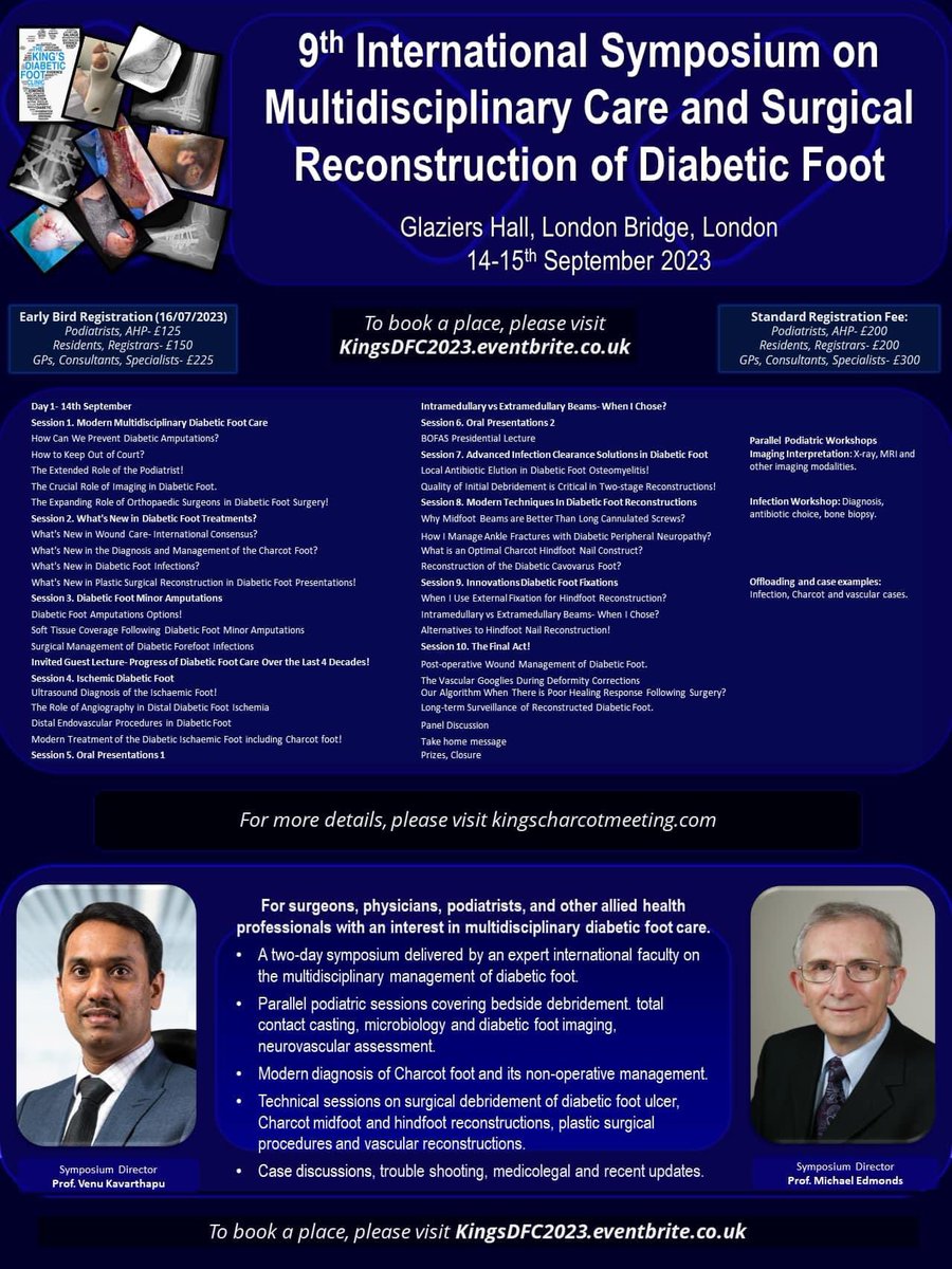 Last week, the @DiabetesKings Foot clinic held a very successful symposium on Multidisciplinary Care and Surgical Reconstruction of the #DiabeticFoot. @BOFAS_UK President Rick Brown shared his experience during the Presidential Lecture. #KDFC2023 #OrthoEducation #Diabetes