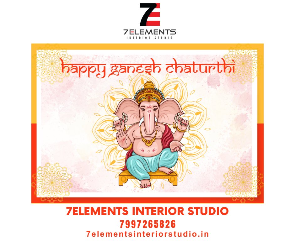 7elementsStudio's tweet photo. "Happy Ganesh Chaturthi from 7Elements Interior Studio! May Lord Ganesha bless your home with joy, prosperity, and beautiful interiors. 🙏🏠 #GaneshChaturthi #InteriorDesign" https://t.co/K90qlWAyZK