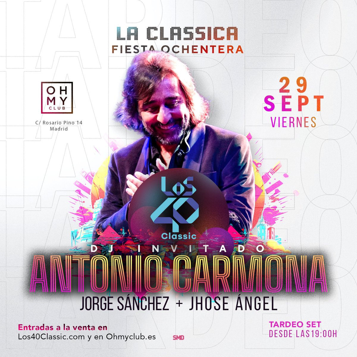 LOS40 Classic (@los40classic) on Twitter photo ¿Aún no te has enterado de tu nueva fiesta favorita?💥La Classica Fiesta Ochentera llega a <a href="/ohmyclub_madrid/">Oh My Club Madrid</a>.
📆 29 de septiembre - <a href="/ACarmonaOficial/">Antonio Carmona</a> DJ Set. Una nueva forma de disfrutar del tardeo de los viernes.
¡ENTRADAS YA A LA VENTA! los40.com/2023/09/14/la-… ¿Aún no te has enterado de tu nueva fiesta favorita?💥La Classica Fiesta Ochentera llega a <a href="/ohmyclub_madrid/">Oh My Club Madrid</a>.
📆 29 de septiembre - <a href="/ACarmonaOficial/">Antonio Carmona</a> DJ Set. Una nueva forma de disfrutar del tardeo de los viernes.
¡ENTRADAS YA A LA VENTA! los40.com/2023/09/14/la-…