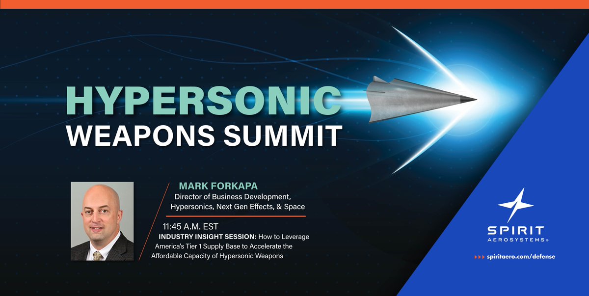 Join Mark Forkapa, Director of Business Development, Hypersonics, Next Gen Effects & Space, Tuesday, September 19th at the Hypersonic Weapons Summit, as he shares an industry perspective on accelerating the fielding of hypersonic weapons affordably. HWS | spr.ly/6018PfQdK