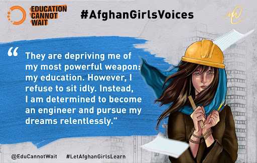 💔2Years💔 'They are depriving me of my most powerful weapon: my education. I refuse to sit idly. I'm determined to become an engineer & pursue my dreams relentlessly.”

@EduCannotWait's compelling campaign lifts #AfghanGirlsVoices globally!

👉bit.ly/afghangirlsvoi… #UNG78