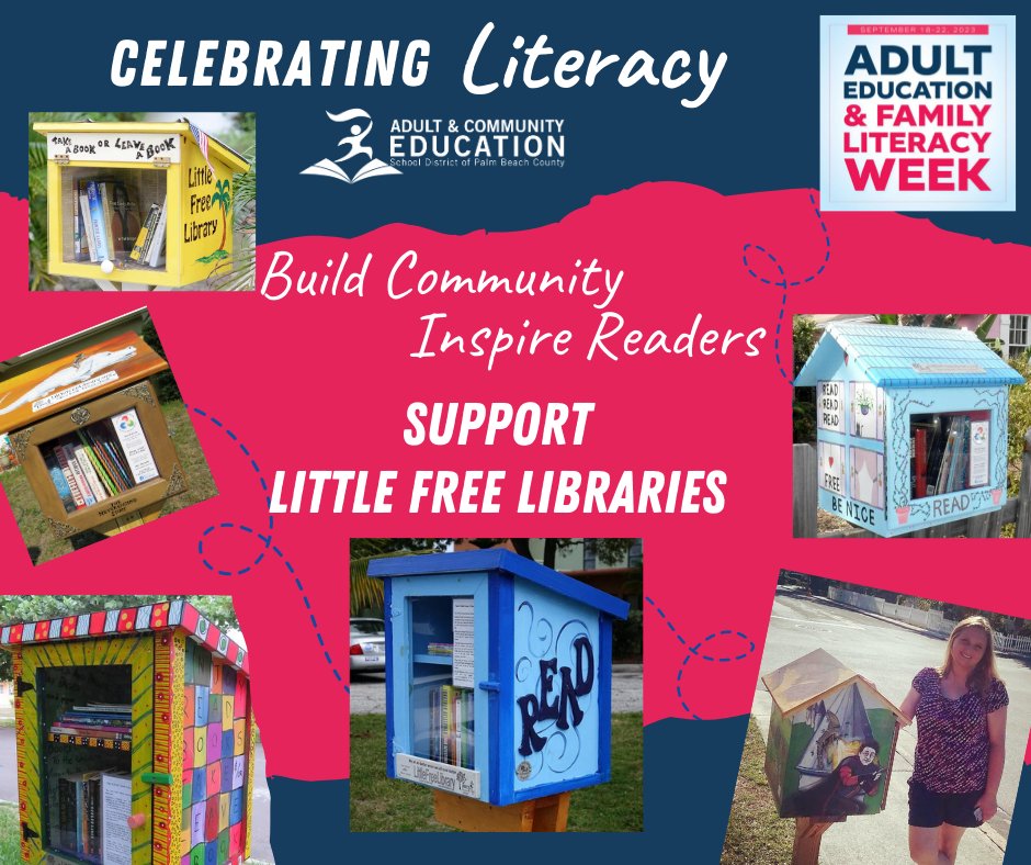 Take a Book, Leave a Book  So many cute little free libraries in our area.   Check them out, share your pictures.  #acepbcliteracyweek #AdultEdu2023 #AdultEdLiteracyWeek #AEFL2023
