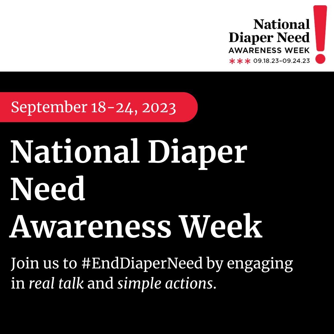 diapernetwork's tweet image. Happy National Diaper Need Awareness Week! Diaper need impacts 1 in 2 U.S. families with young children - this week, join us as we raise awareness about this growing public health issue, celebrate the accomplishments of our diaper bank leaders, and share our wins!