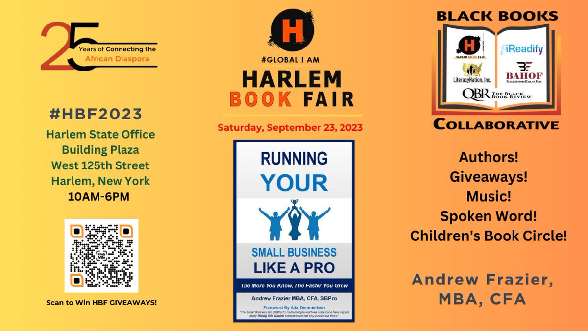 Come and join me this upcoming 𝗛𝗮𝗿𝗹𝗲𝗺 𝗕𝗼𝗼𝗸 𝗙𝗮𝗶𝗿!

📅 Saturday, September 23, 2023  10 AM-6 PM 
📍Harlem State Office Building Plaza West 125th Street Harlem, New York

#HBF2023