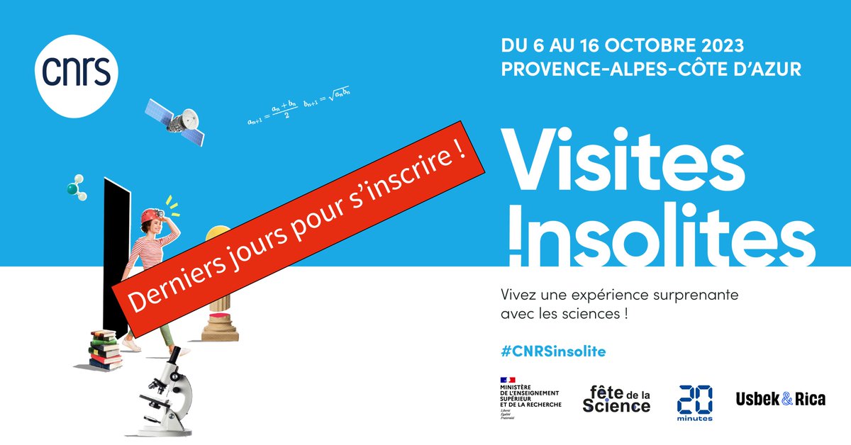 ⏰[DATE LIMITE] #FDS2023 Plus que quelques jours pour trouver la visite insolite qui vous fait rêver ! 👨‍🔬 👩‍🚀 Rejoignez l’aventure #CNRSinsolite ➡️visitesinsolites.cnrs.fr
