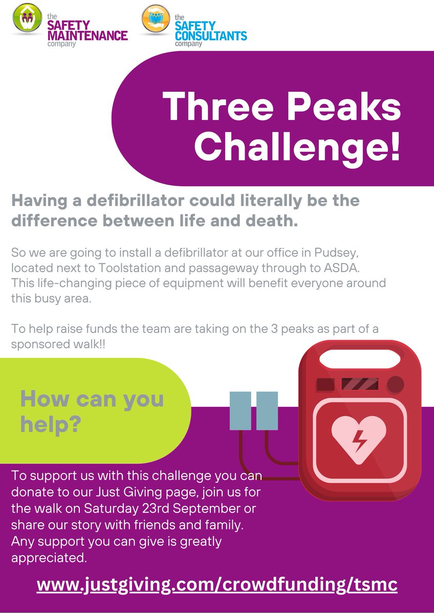 This coming weekend members of our team will take on the Yorkshire Three Peaks raising money to provide a defib for the local community.
Any support you can give would be greatly appreciated and will go towards saving lives in the future.
justgiving.com/crowdfunding/t…