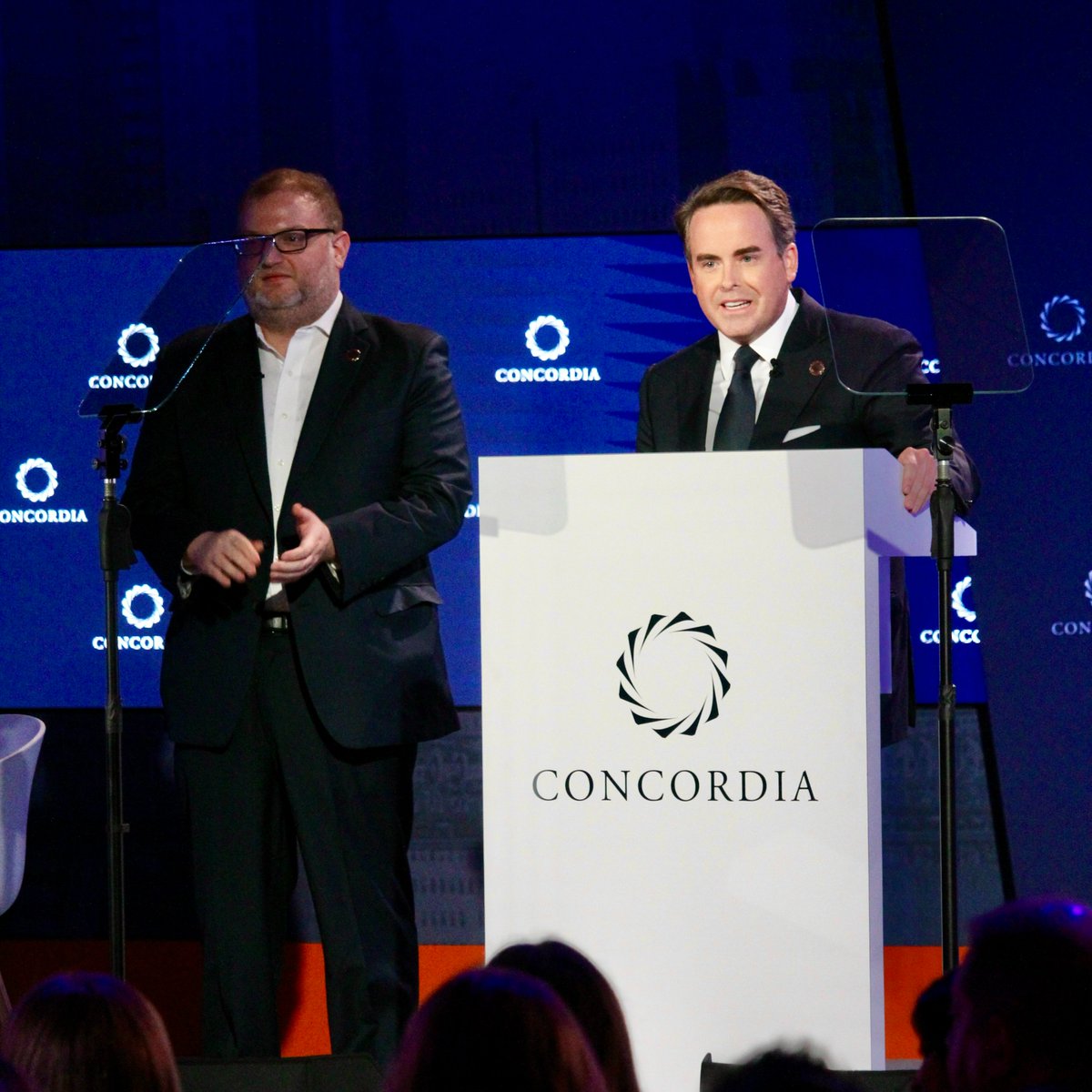 ConcordiaSummit's tweet image. Welcome to day one of #Concordia2023! We&apos;re kicking off the annual conference with a warm welcome from Co-founders Matthew Swift and Nicholas Logothetis. Follow along here! @MatthewASwift and @nml777 #Concordia23