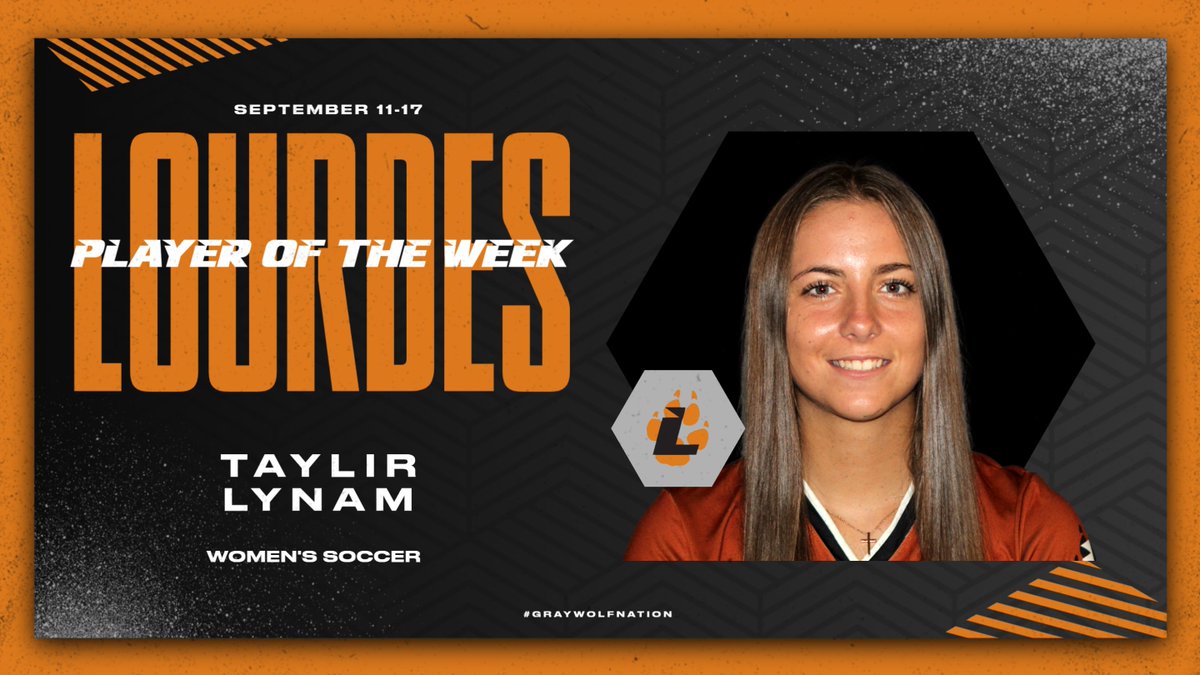 Taylir Lynam is this week's Lourdes Player of the Week after scoring against both Point Park and Olivet.  She leads the Gray Wolves with 3 goals on the season! #GrayWolfNation