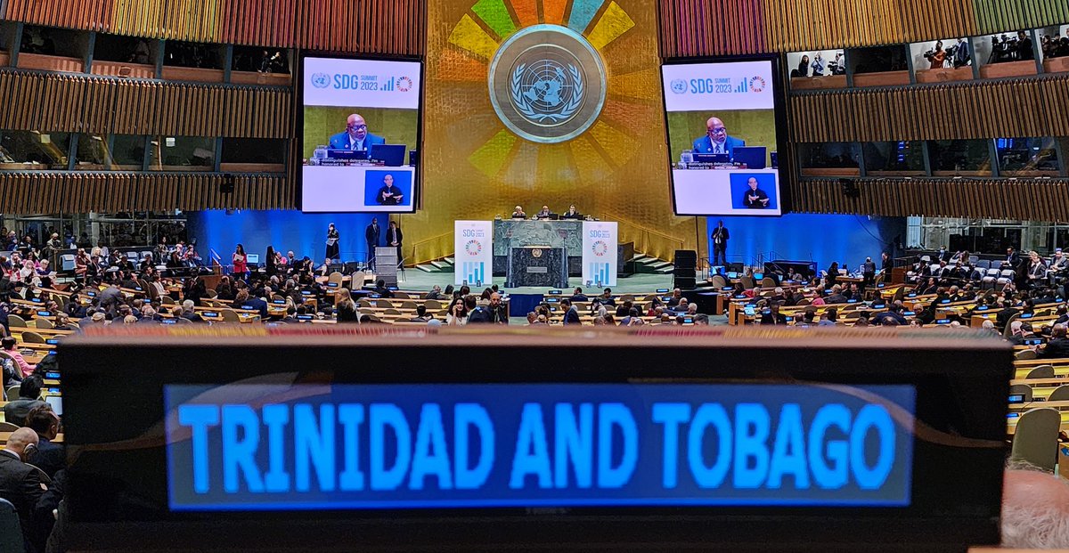 I am at the SDG Summit at the commencement of High Level Week of the United Nations General Assembly in New York. In the Chair is the new President of the 78th Session of the General Assembly, His Excellency Dennis Francis of the Republic of Trinidad and Tobago. #proudlyTT 🇹🇹