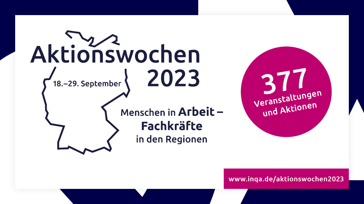 BMAS_Bund's tweet photo. Bundesweit 377 Veranstaltungen zur #Fachkräftesicherung: Heute starten die Aktionswochen "Menschen in Arbeit – Fachkräfte in den Regionen" von @BMAS_Bund und @INQAde.

🔗 Mehr Infos: https://t.co/3hOsSBR6JP https://t.co/6saaSLrpK2