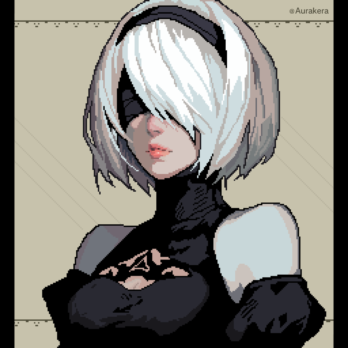 aurakera's tweet photo. 2B Character Portrait 🔲

#pixelart #ドット絵 #Nier #2B https://t.co/CNVc0rst4u