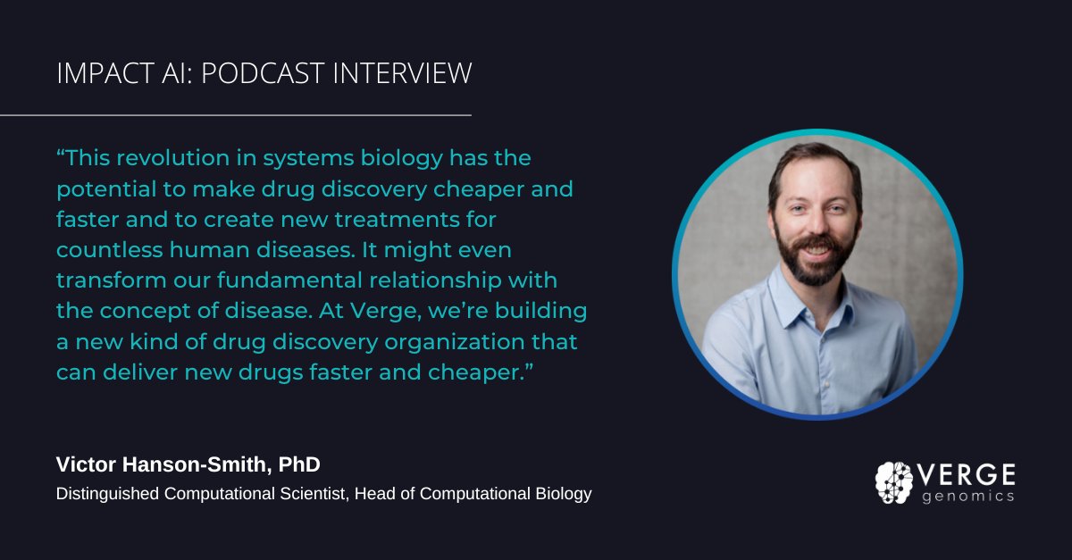 New episode from the Impact AI podcast! Listen to hear our Head of Computational Biology discuss how advances in #AI and #machinelearning have the potential to revolutionize #drugdiscovery and learn about Verge's all-in-human CONVERGE™ platform: bit.ly/46bNz9T