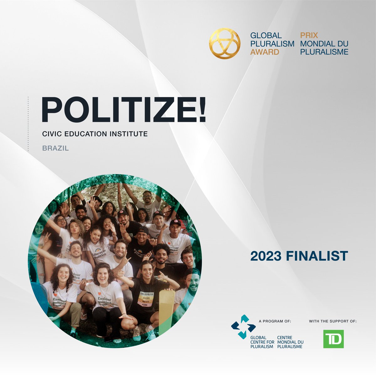 ✨We’ve been selected as a finalist for #GlobalPluralismAward! Very excited to be recognized for our work in promoting inclusive civic participation and dialogue among Brazil's youth. Let's keep empowering the leaders of tomorrow! @GlobalPluralism #pluralisminaction